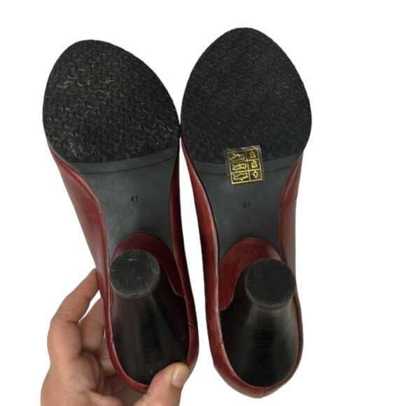 Everybody by BZ Moda Red‎ Leather Heeled Booties Art to Wear Comfort Shoes EU 41 - Picture 10 of 12